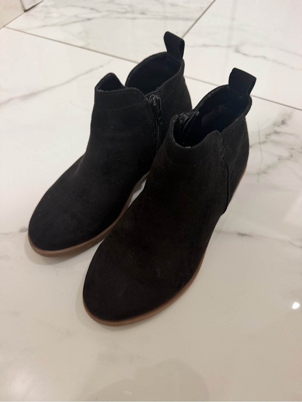 wonder nation Black Suede Ankle Booties with Side Zip